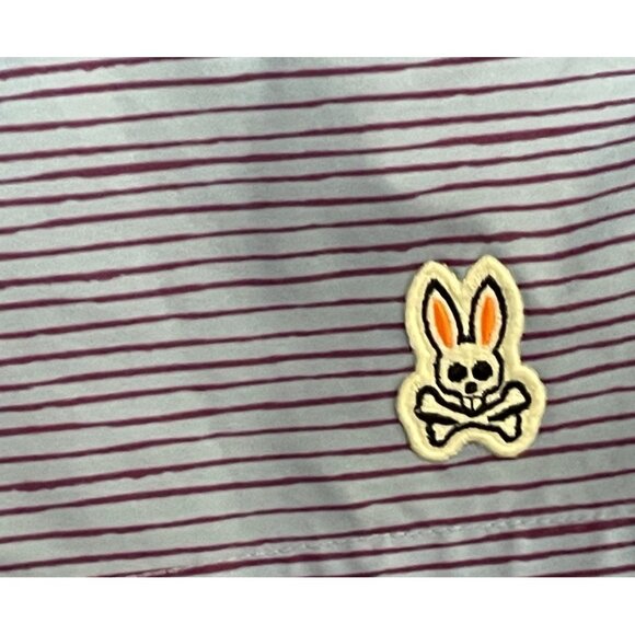 Psycho Bunny Mens Lucas Swim Shorts Blue Purple Stripe Sz M Unlined 6" Inseam - Picture 6 of 8